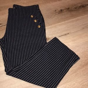 Ladies navy pinstripe crops